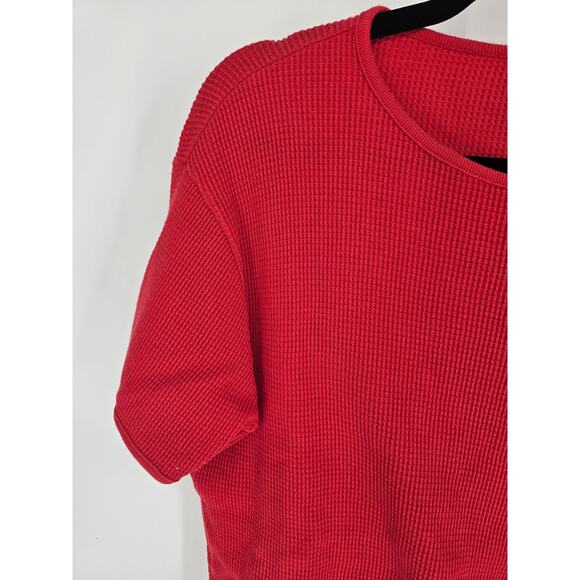 North West Blues Women's Red Short Sleeve Waffle Cotton T-shirt Top Size L - Picture 2 of 4